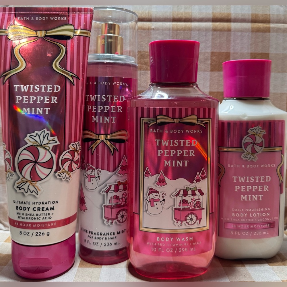 NEW B&BW Twisted Peppermint Body Set of 4 Full size items body cream body lotion